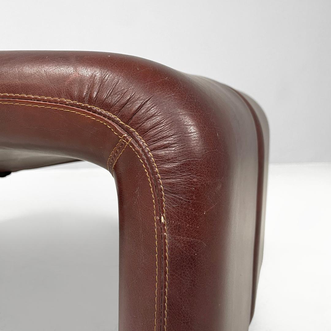 Italian modern brown leather pouf Coronado Afra and Tobia Scarpa for B&B, 1970s For Sale 7