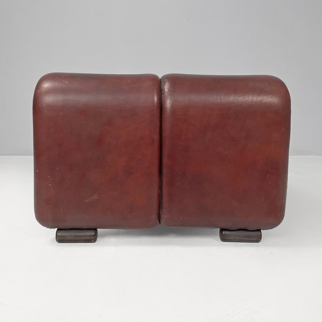 Late 20th Century Italian modern brown leather pouf Coronado Afra and Tobia Scarpa for B&B, 1970s For Sale