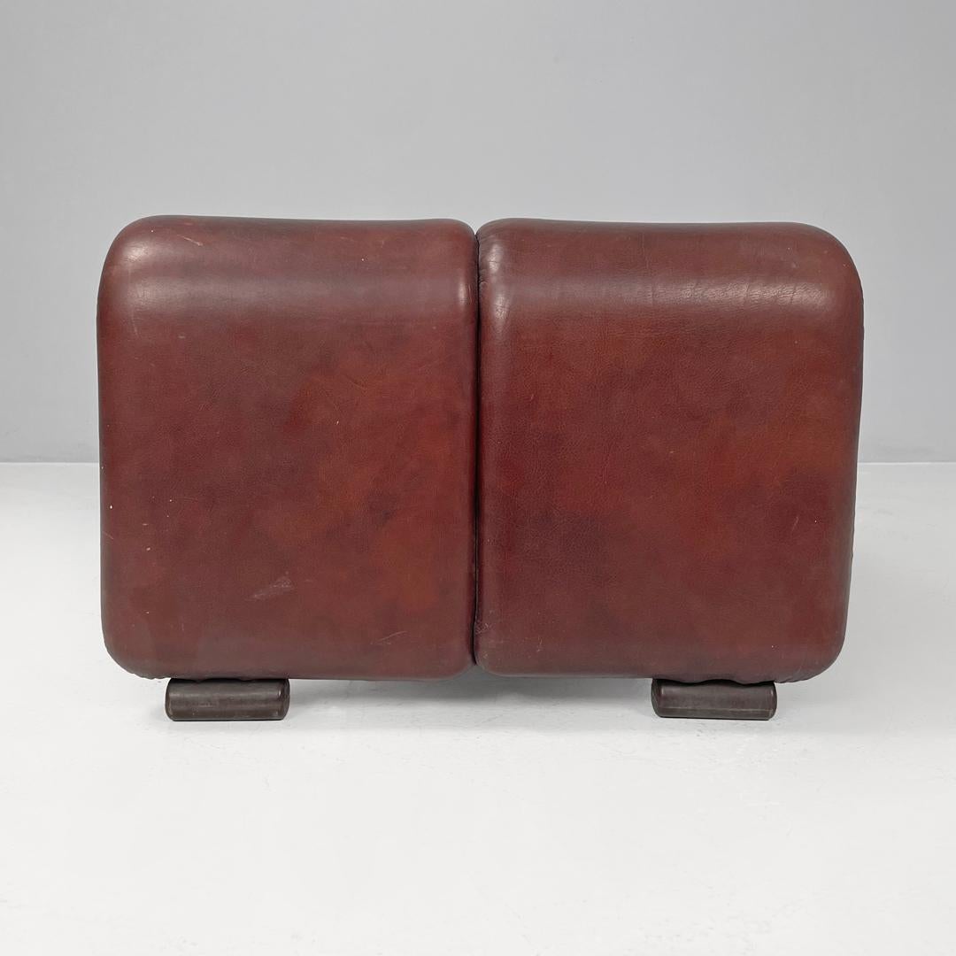 Fin du 20e siècle Pouf moderne italien en cuir brun Coronado Afra et Tobia Scarpa pour B&B, 1970