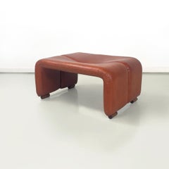 Pouf moderne italien Coronado en cuir brun par Afra Tobia Scarpa pour B&B, 1970