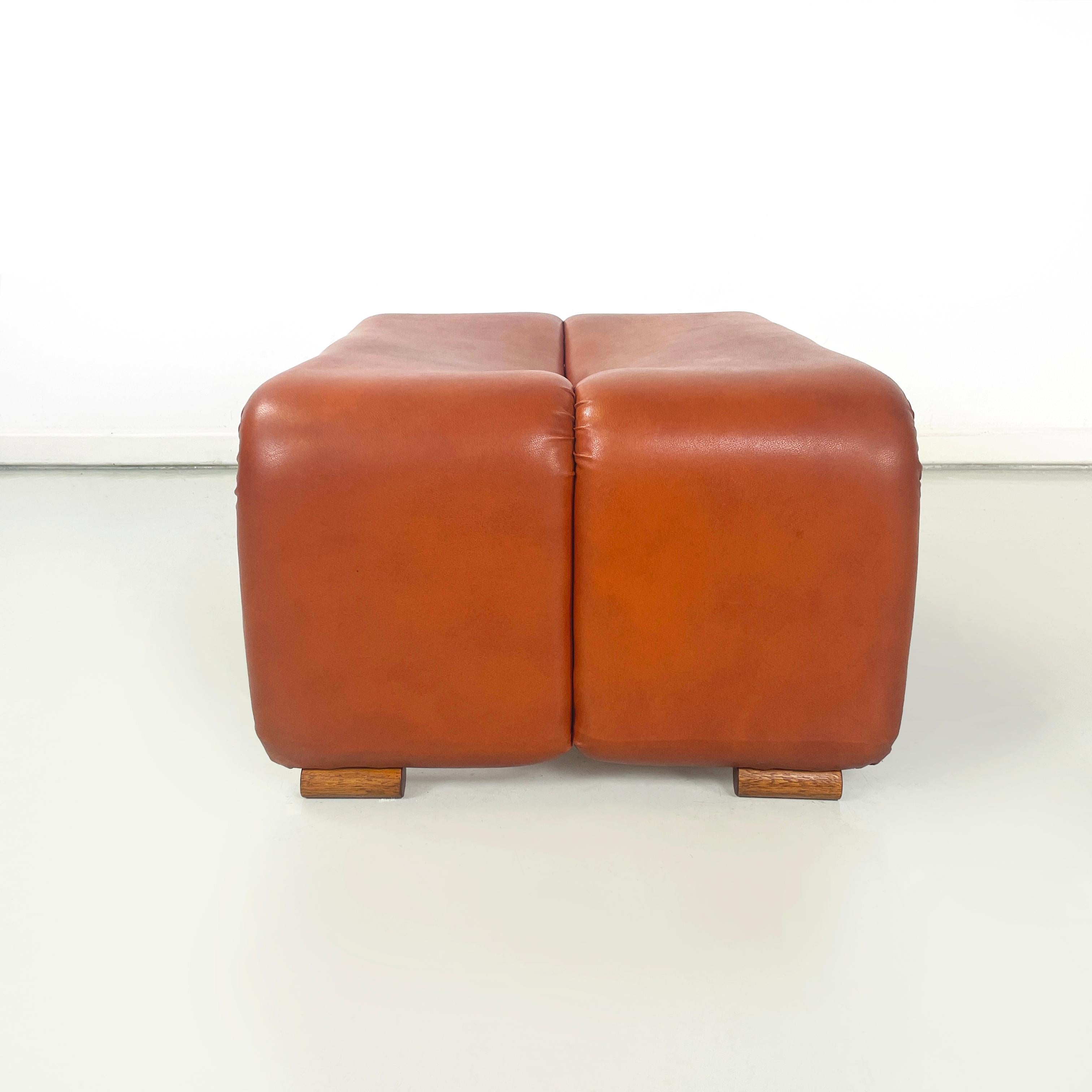 Italian modern Brown leather Poufs Coronado by Afra Tobia Scarpa for B&B, 1970s In Good Condition In MIlano, IT