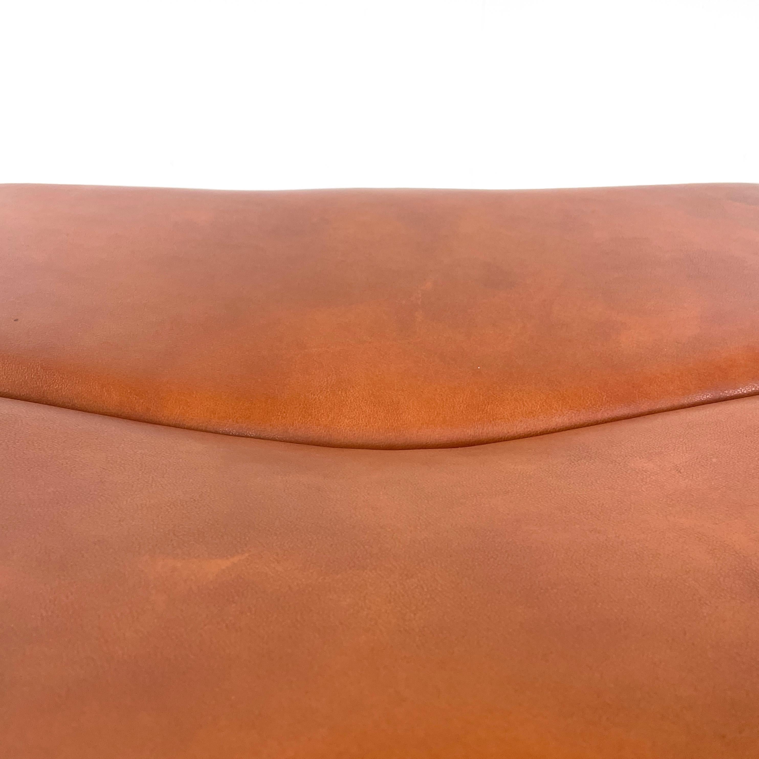Italian modern Brown leather Poufs Coronado by Afra Tobia Scarpa for B&B, 1970s 2