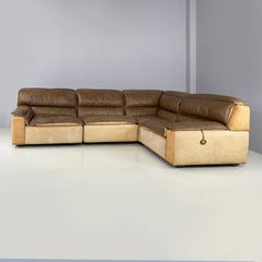 Italian modern brown leather sofa Bogo Carlo Bartoli Rossi for Albizzate, 1970s