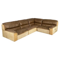 Italienisches modernes braunes Ledersofa Bogo Carlo Bartoli Rossi für Albizzate, 1970er Jahre