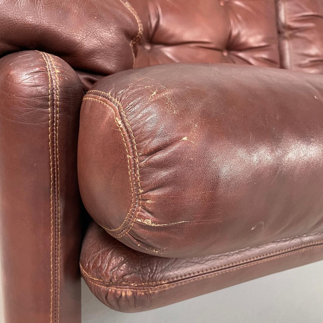 Italian modern brown leather sofa Coronado Afra and Tobia Scarpa for B&B, 1970s For Sale 8