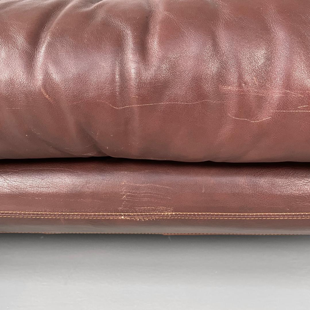 Italian modern brown leather sofa Coronado Afra and Tobia Scarpa for B&B, 1970s For Sale 9