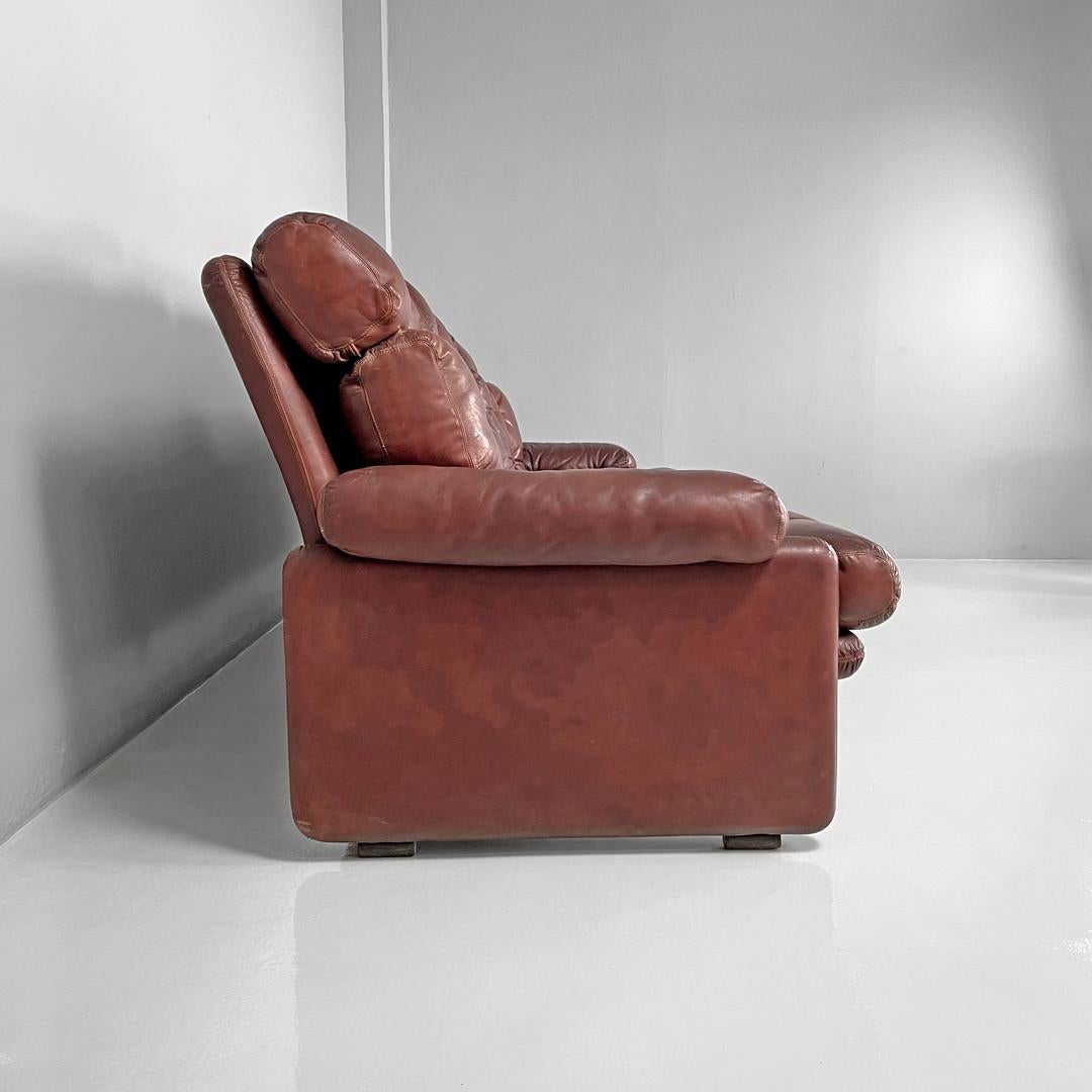 Late 20th Century Italian modern brown leather sofa Coronado Afra and Tobia Scarpa for B&B, 1970s For Sale