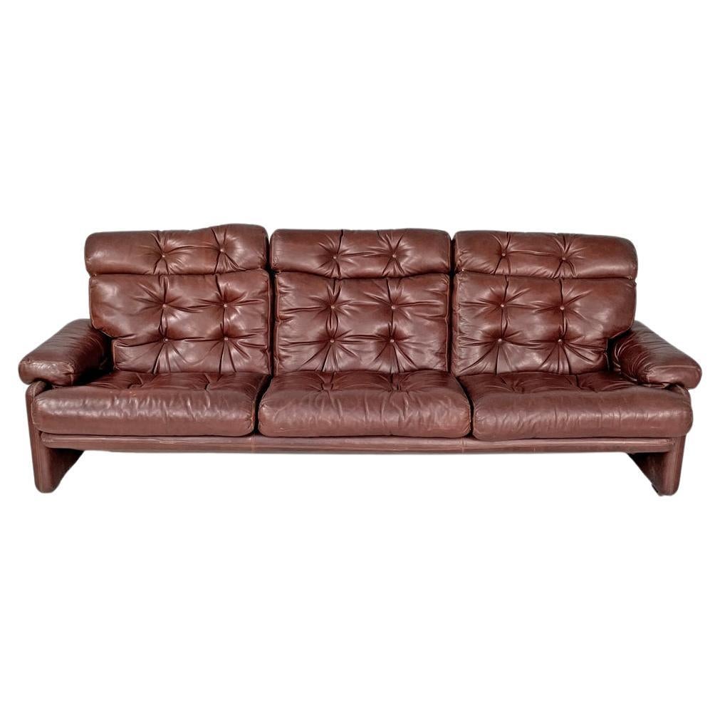 Italian modern brown leather sofa Coronado Afra and Tobia Scarpa for B&B, 1970s For Sale