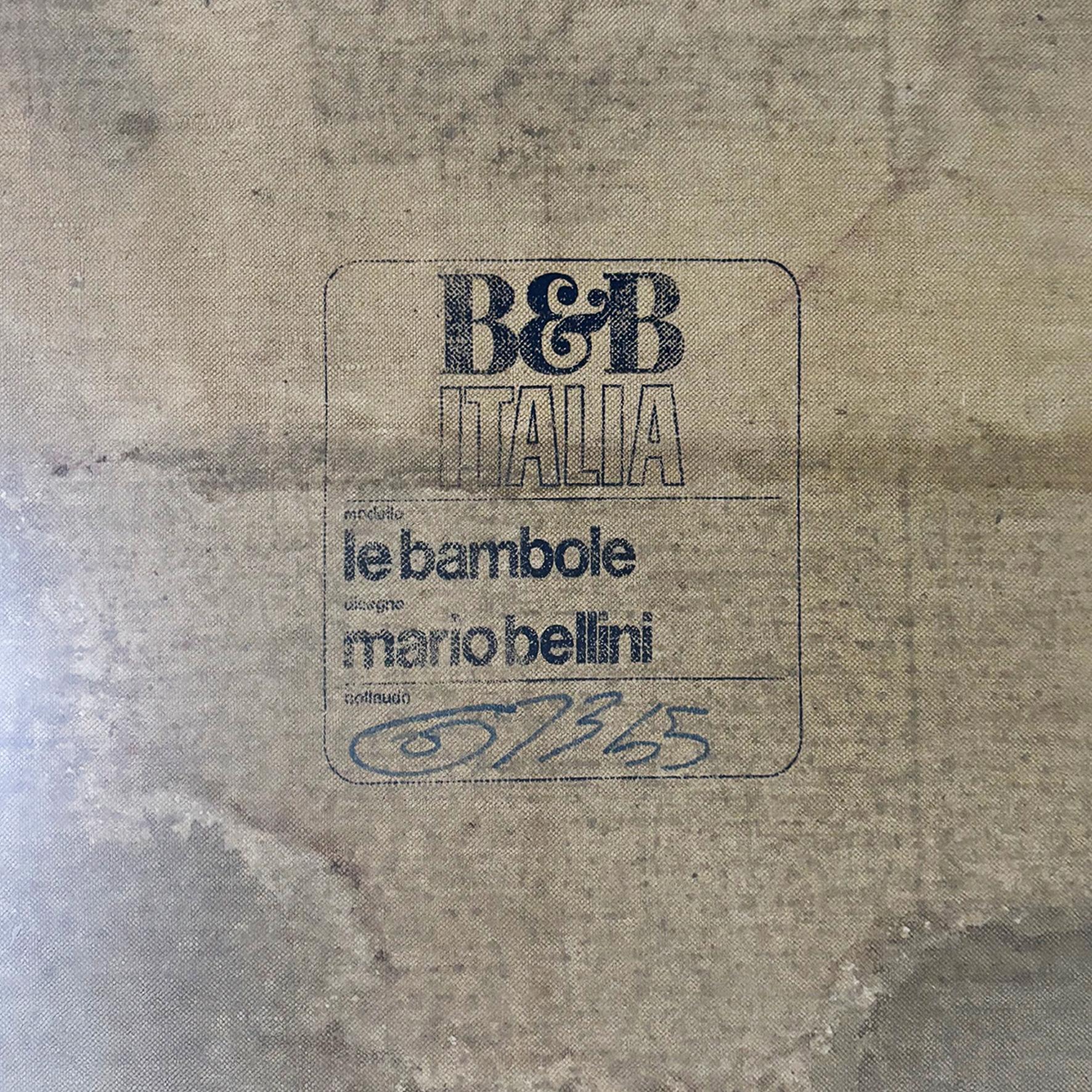 Divano moderno italiano in pelle marrone Le Bambole di Mario Bellini per B&B, anni '80 in vendita 13