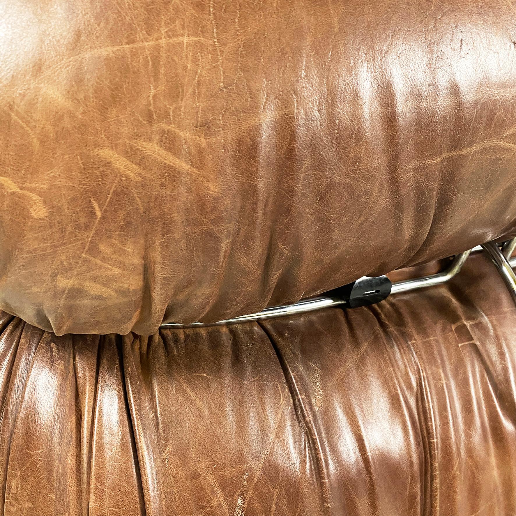 Canapé moderne italien en cuir brun Soriana par Afra & Tobia Scarpa, Cassina 1970 en vente 4