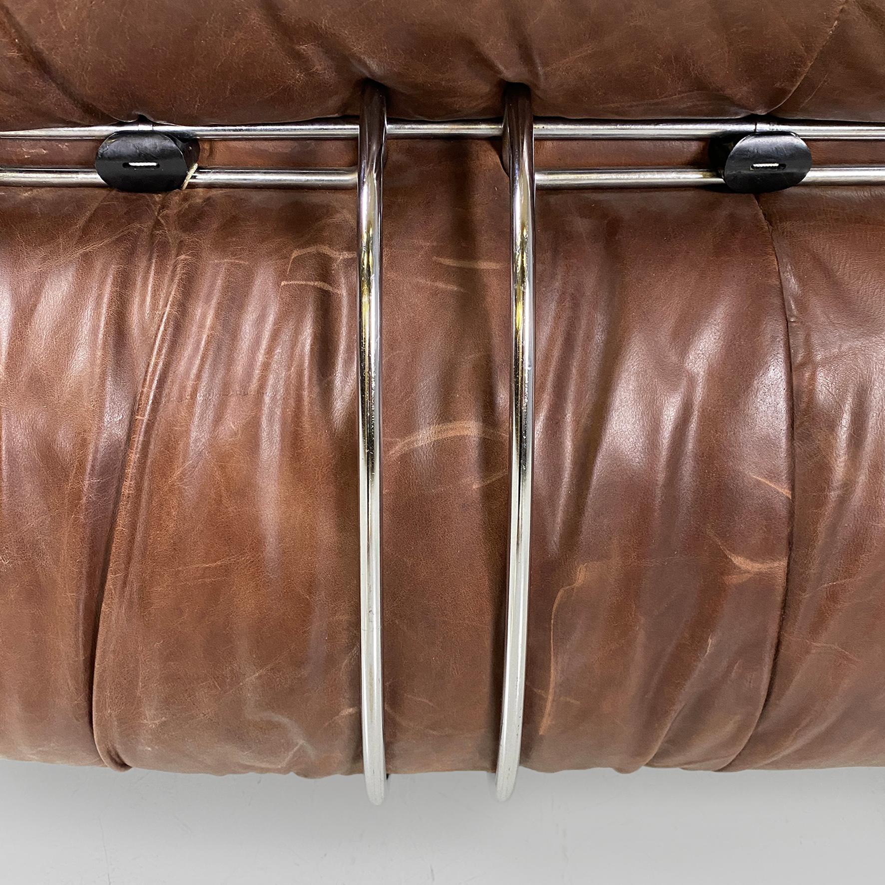 Canapé moderne italien en cuir brun Soriana par Afra & Tobia Scarpa, Cassina 1970 en vente 5