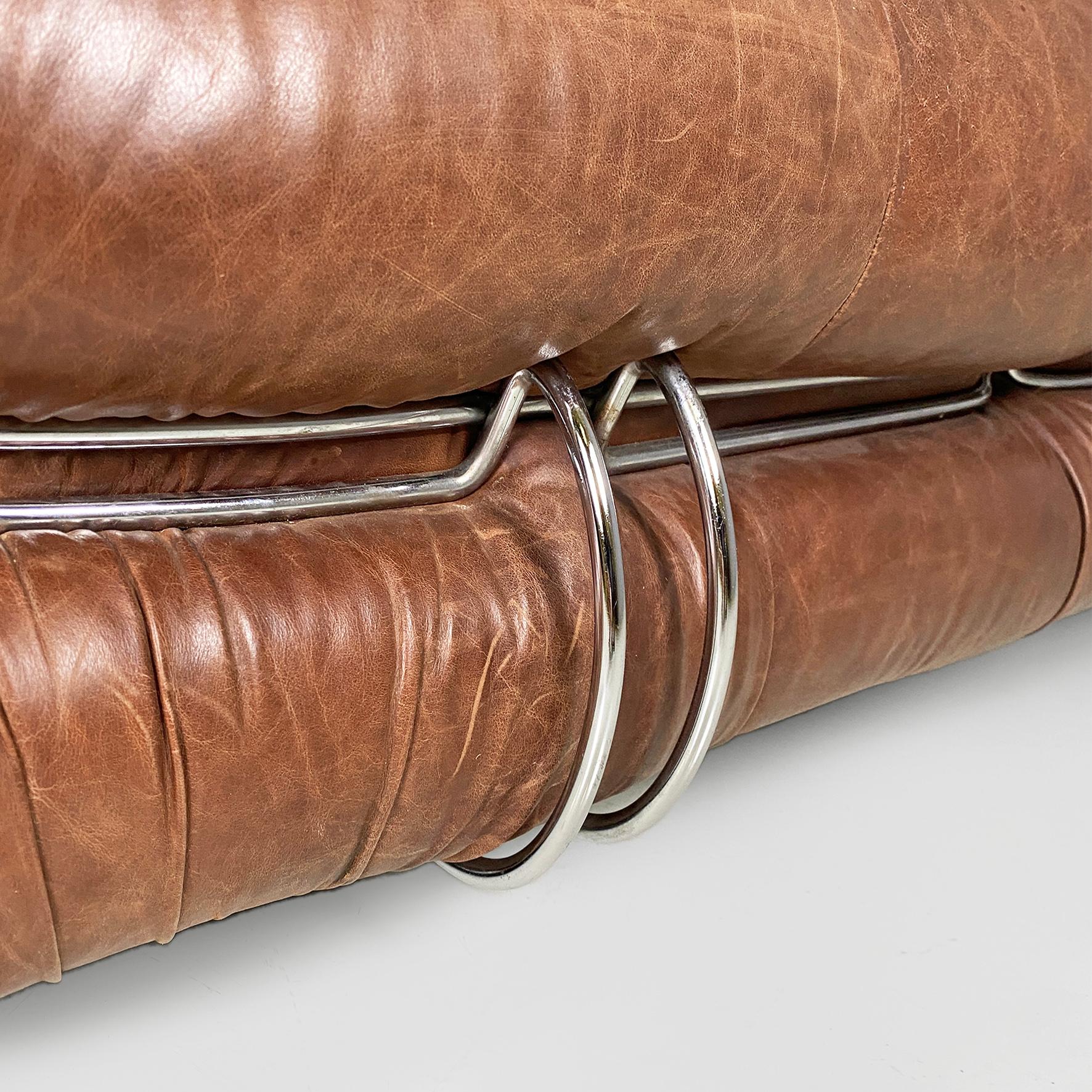 Canapé moderne italien en cuir brun Soriana par Afra & Tobia Scarpa, Cassina 1970 en vente 6