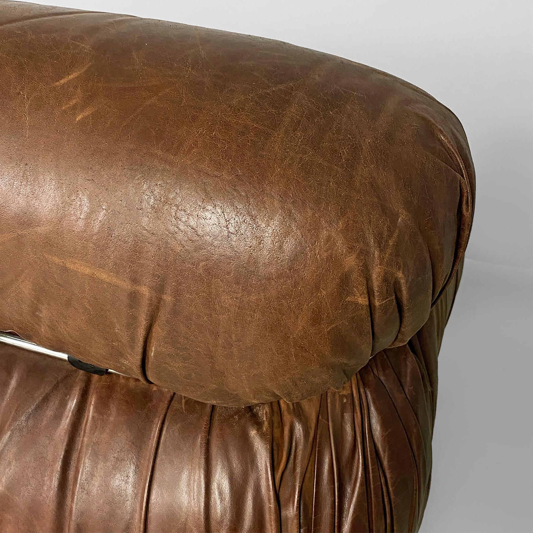 Canapé moderne italien en cuir brun Soriana par Afra & Tobia Scarpa, Cassina 1970 en vente 8