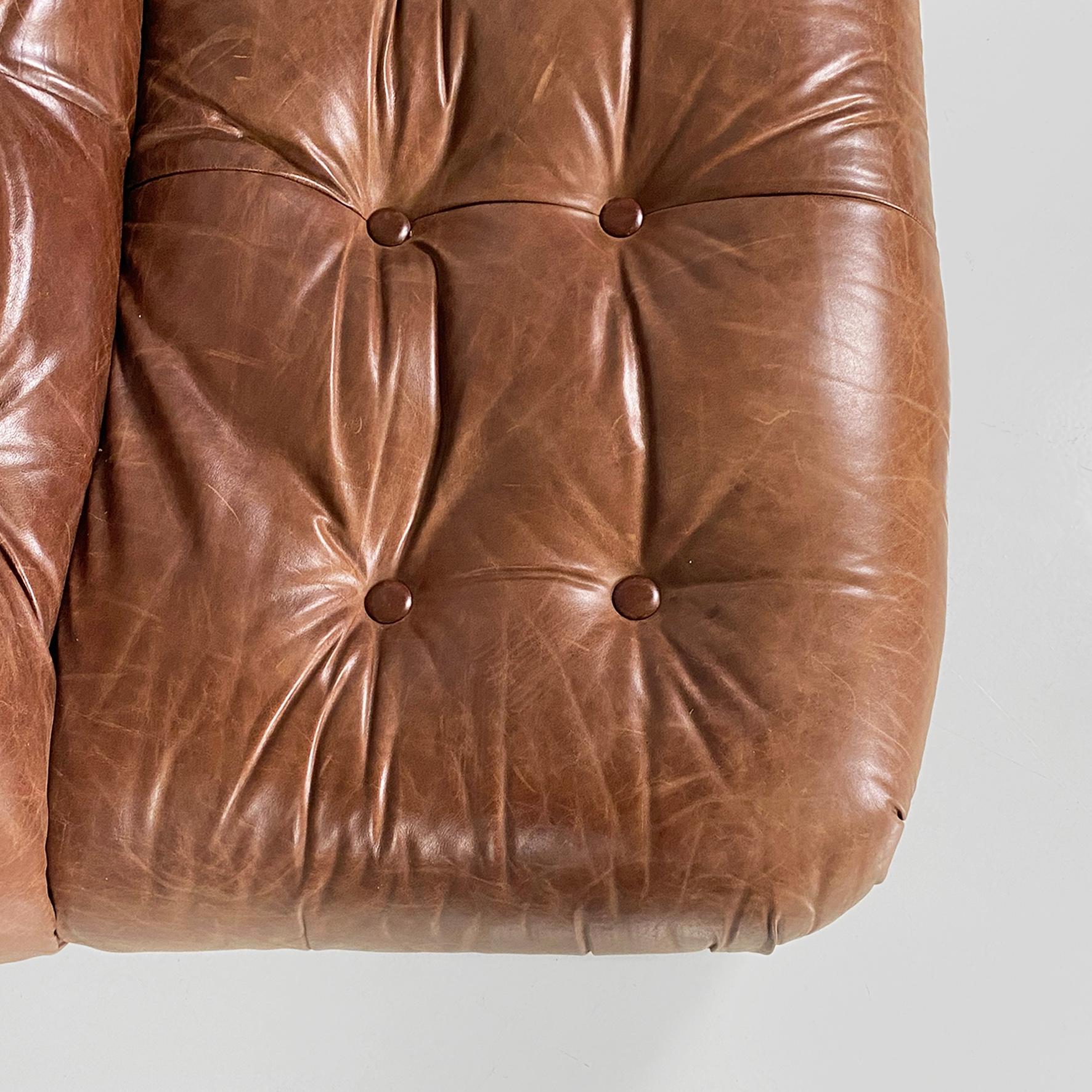 Canapé moderne italien en cuir brun Soriana par Afra & Tobia Scarpa, Cassina 1970 en vente 9