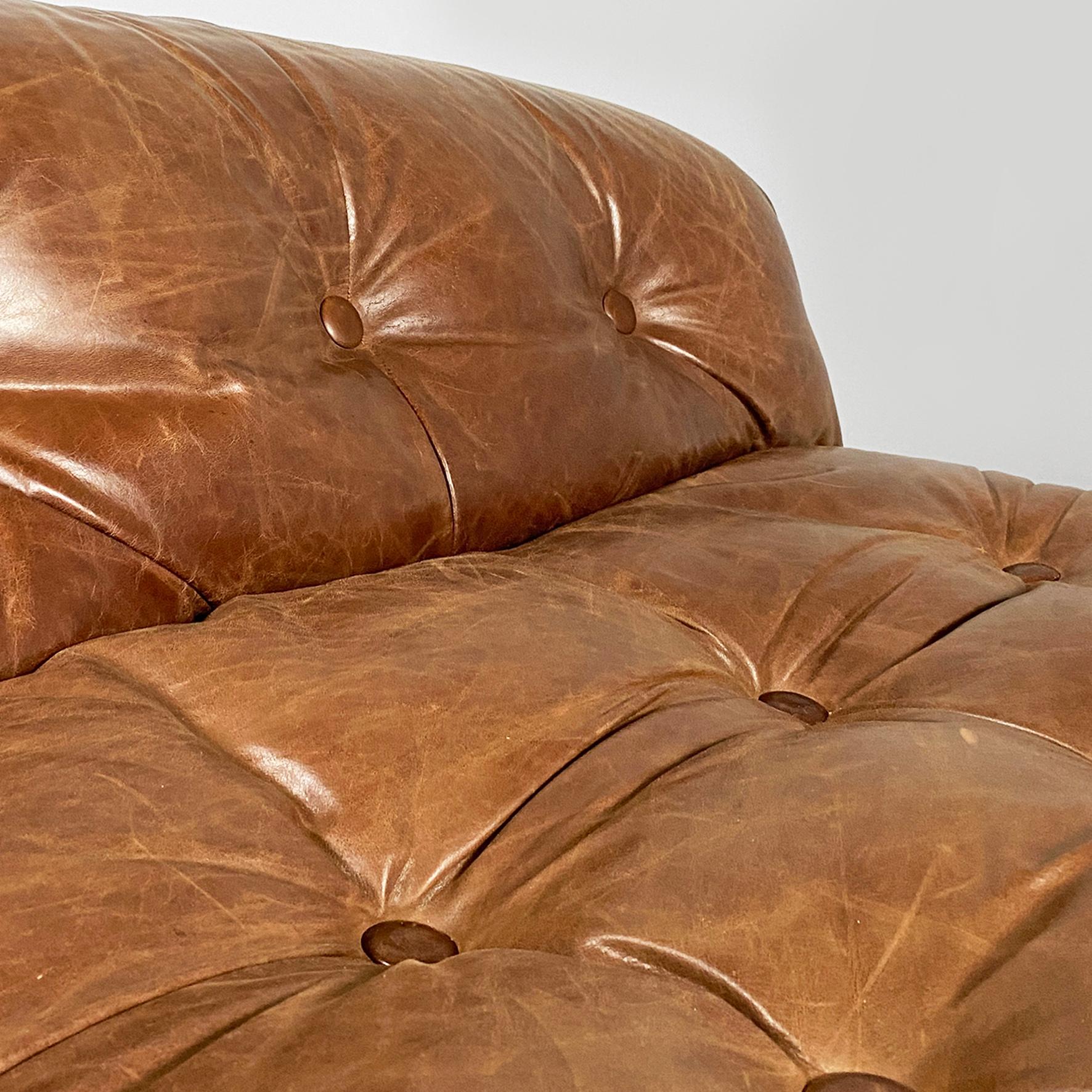 Canapé moderne italien en cuir brun Soriana par Afra & Tobia Scarpa, Cassina 1970 en vente 10