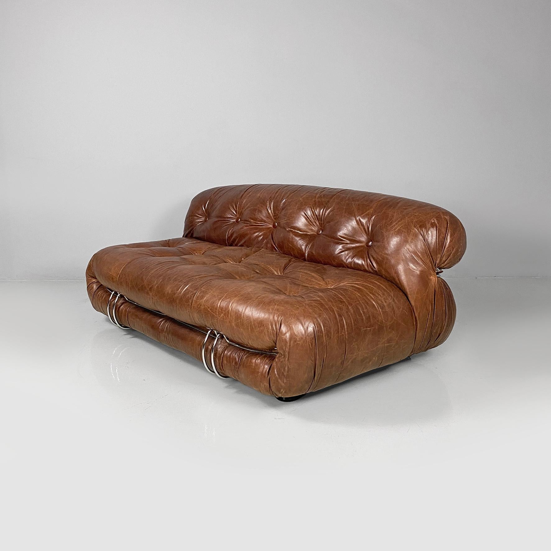 Canapé moderne italien en cuir brun Soriana par Afra & Tobia Scarpa, Cassina 1970 en vente 13