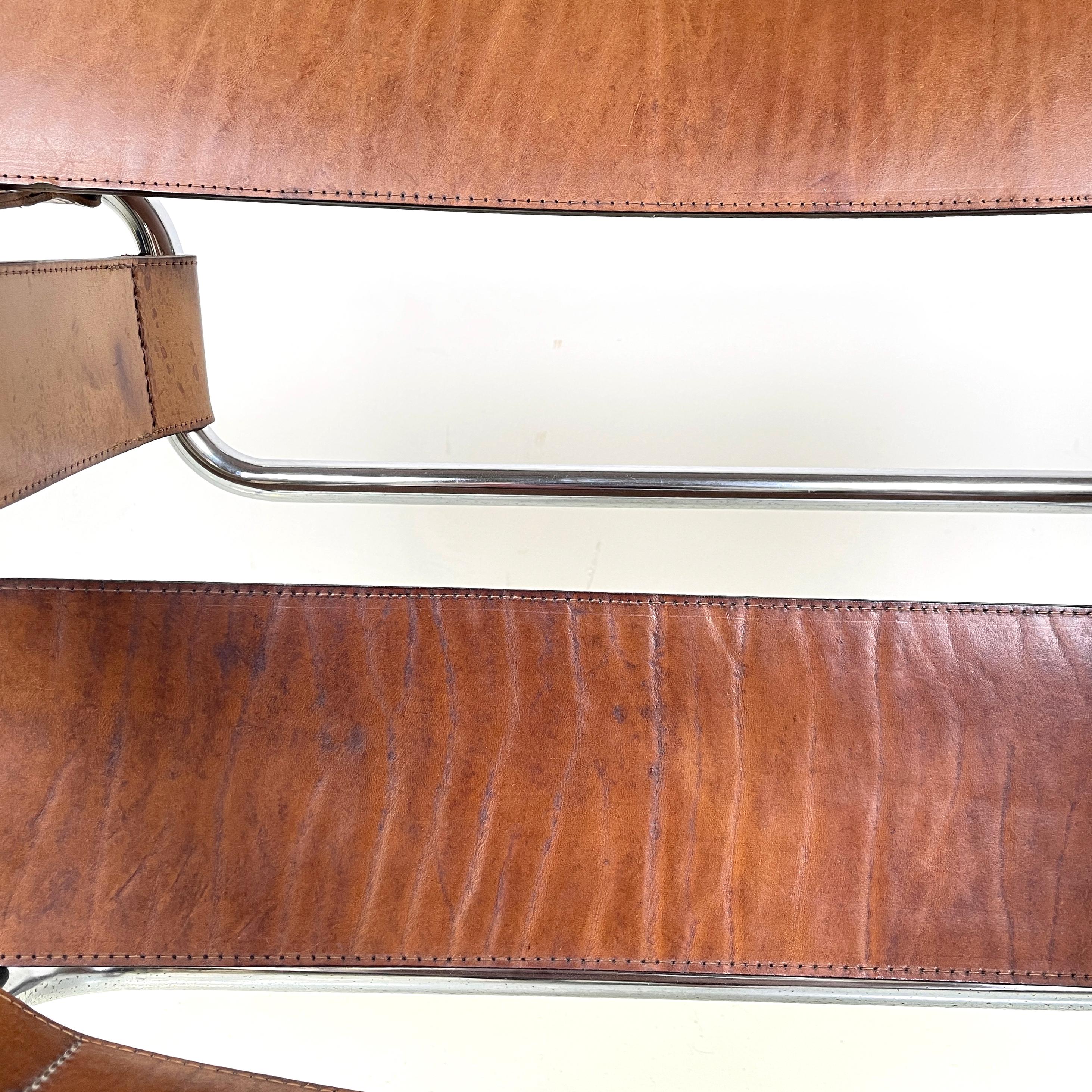 Italienische Moderne Brauner Leder-Stahl-Sessel Wassily von Breuer für Gavina, 1970er Jahre 9