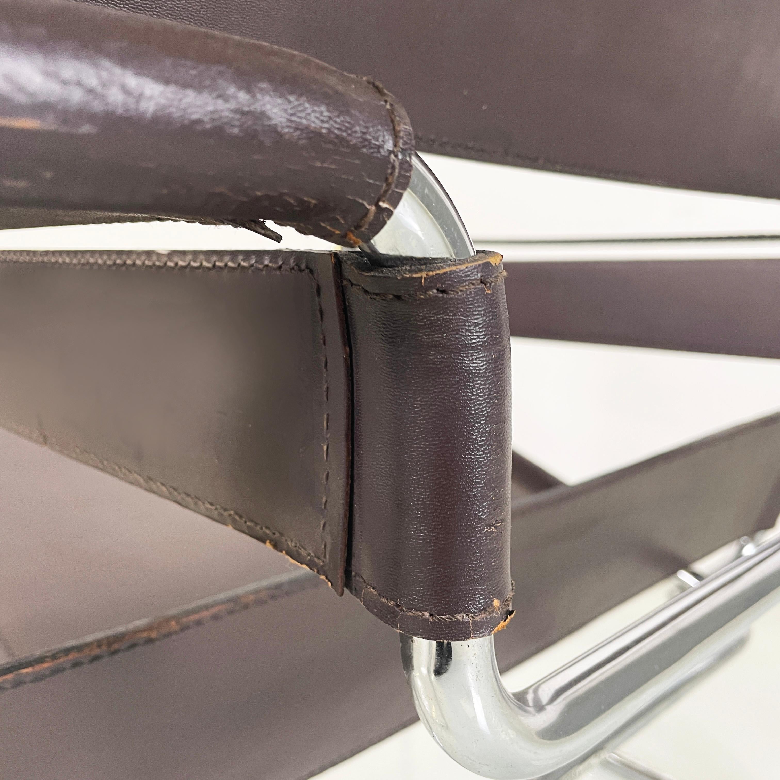 Italienische Moderne Brauner Leder-Stahl-Sessel Wassily von Breuer für Gavina, 1970er Jahre im Angebot 9