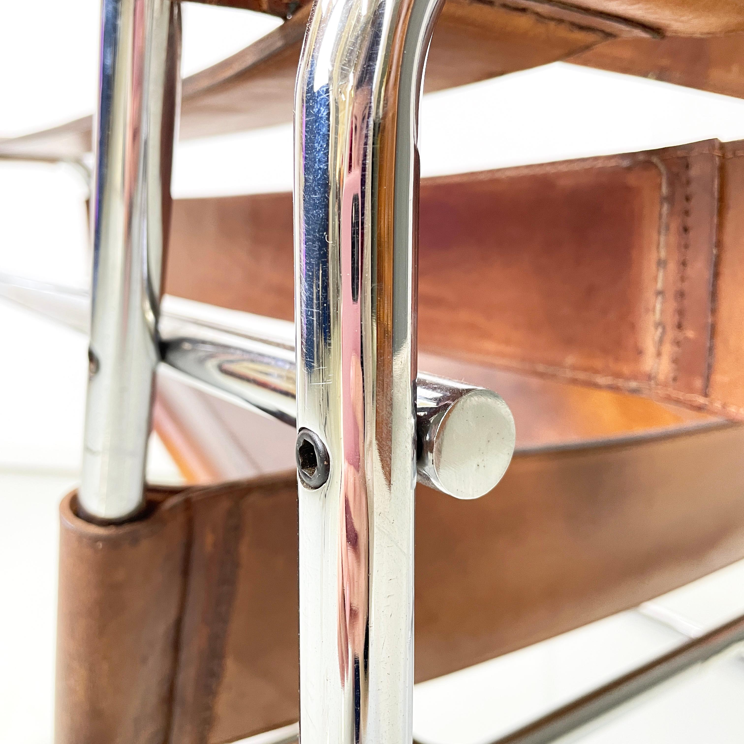 Italienische Moderne Brauner Leder-Stahl-Sessel Wassily von Breuer für Gavina, 1970er Jahre 12