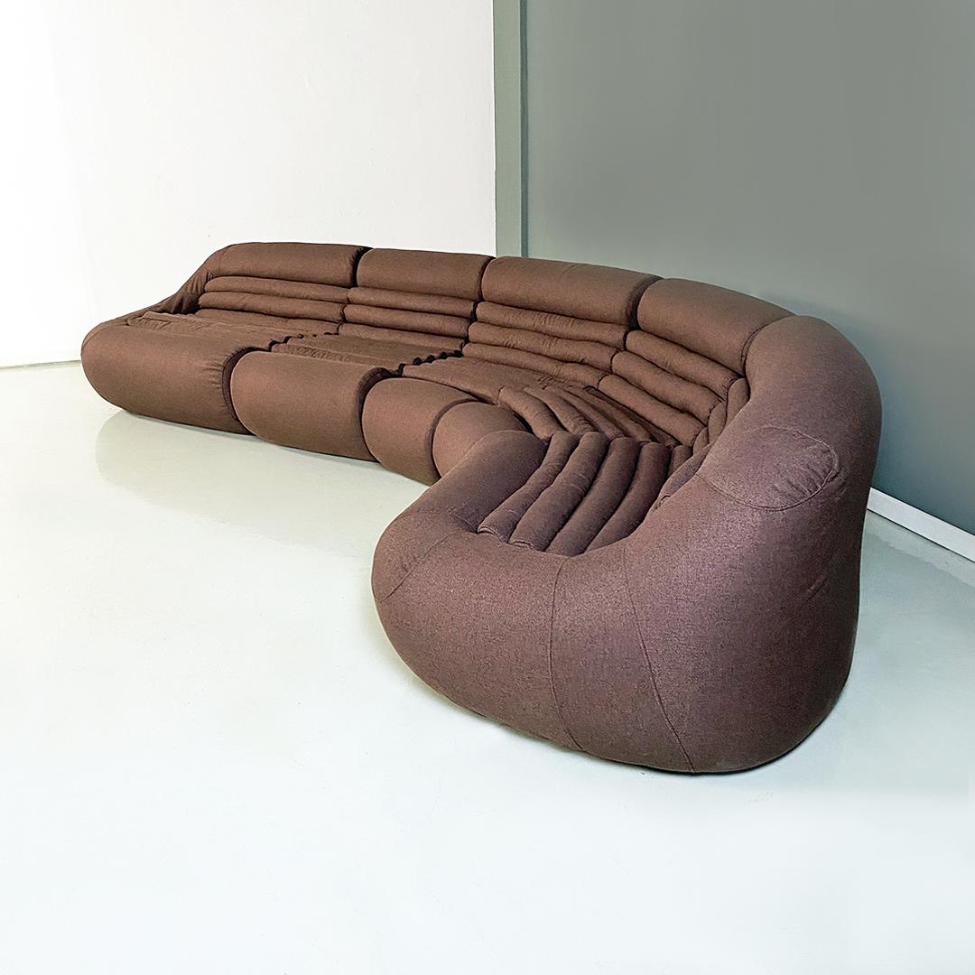Milieu du XXe siècle Canapé modulaire marron Carrera de style italien moderne par le groupe DDL pour BBB Bonacina, 1969