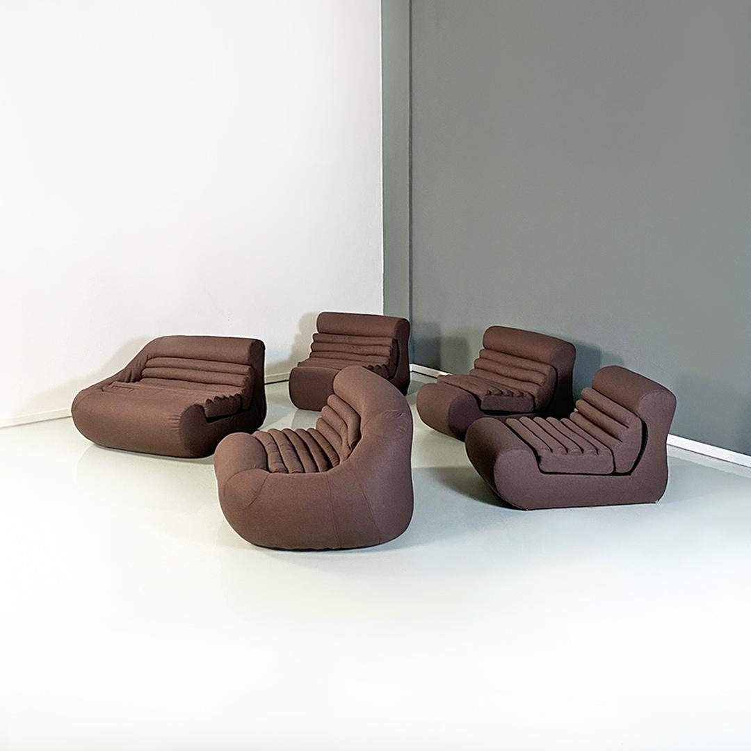 Tissu Canapé modulaire marron Carrera de style italien moderne par le groupe DDL pour BBB Bonacina, 1969