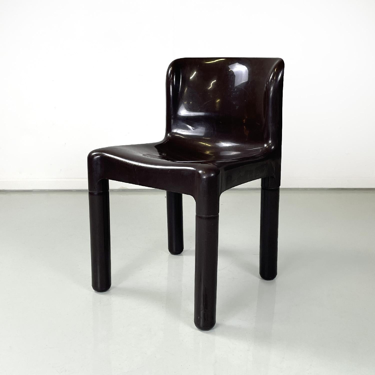 Italian modern brown plastic chair 4875 by Carlo Bartoli for Kartell, 1970s
Chair mod. 4875 with rounded seat and back, in brown plastic. The round section chair legs are removable. They can also be used outside like in a garden or in the