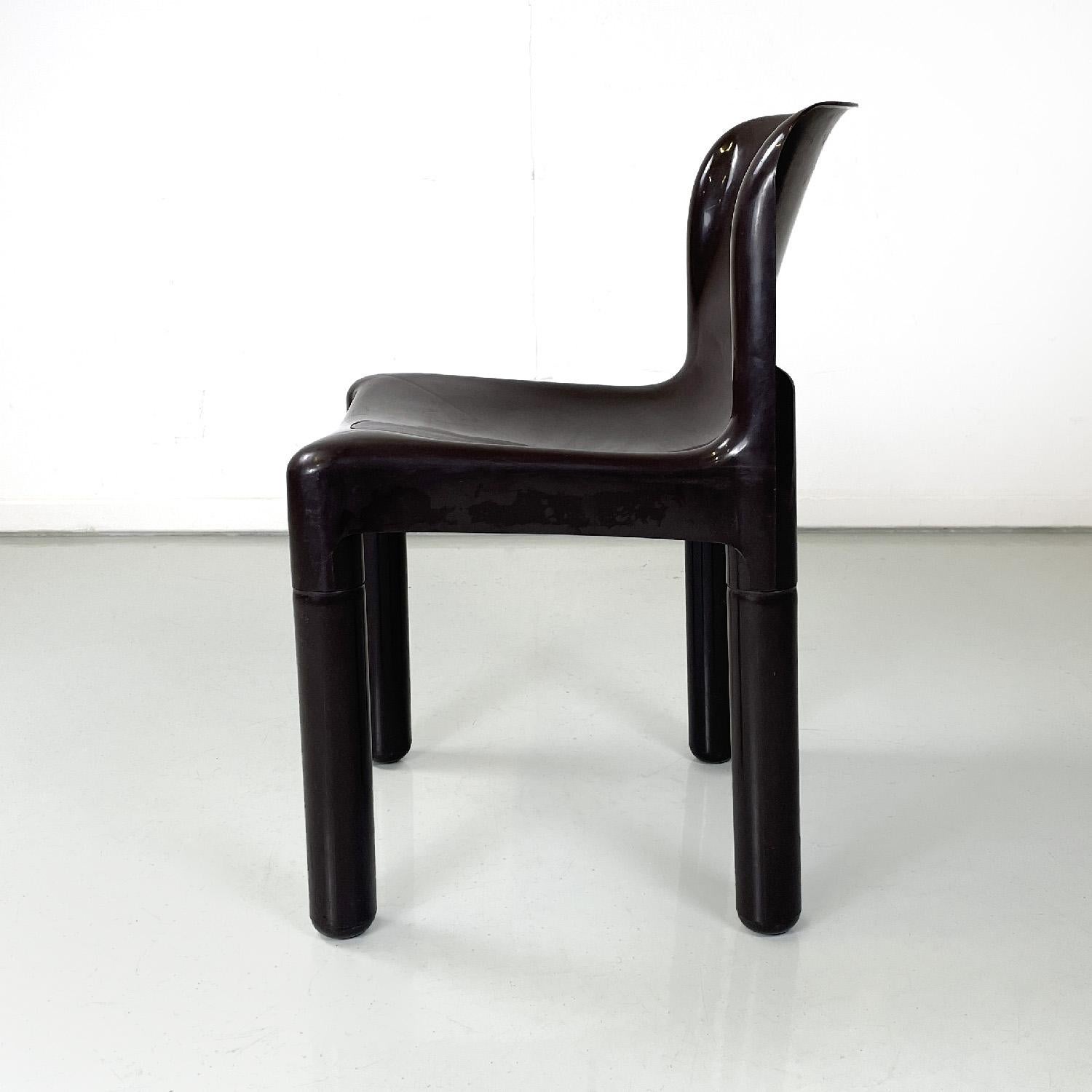 Modern Italian modern brown plastic chair 4875 by Carlo Bartoli for Kartell, 1970s For Sale