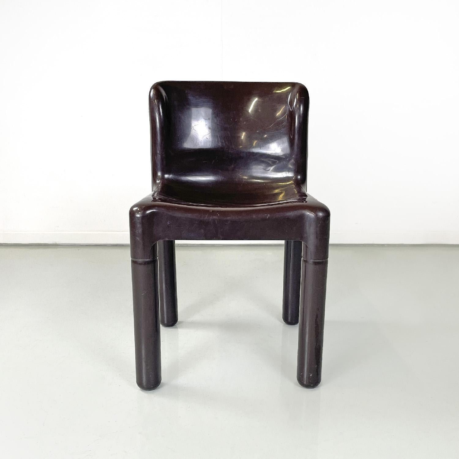Italian modern brown plastic chair 4875 by Carlo Bartoli for Kartell, 1970s In Good Condition For Sale In MIlano, IT