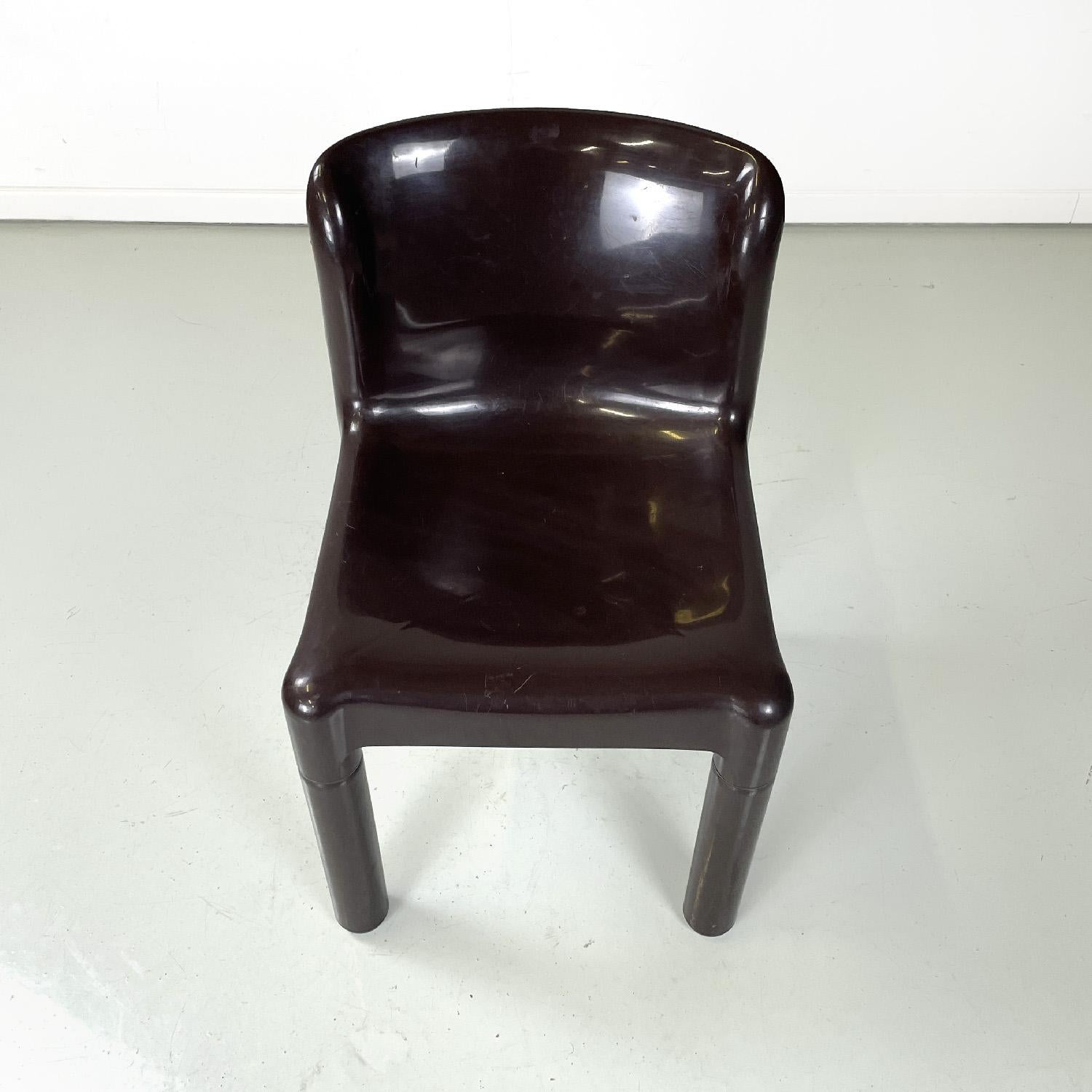Plastic Italian modern brown plastic chair 4875 by Carlo Bartoli for Kartell, 1970s For Sale