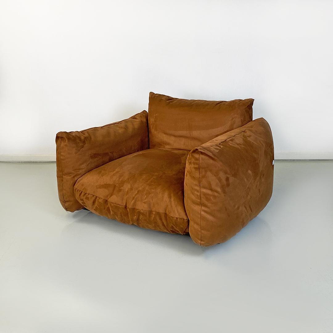 Italian Modern Brown Suede Marenco Armchair by Mario Marenco for Arflex, 1970s In Good Condition For Sale In MIlano, IT