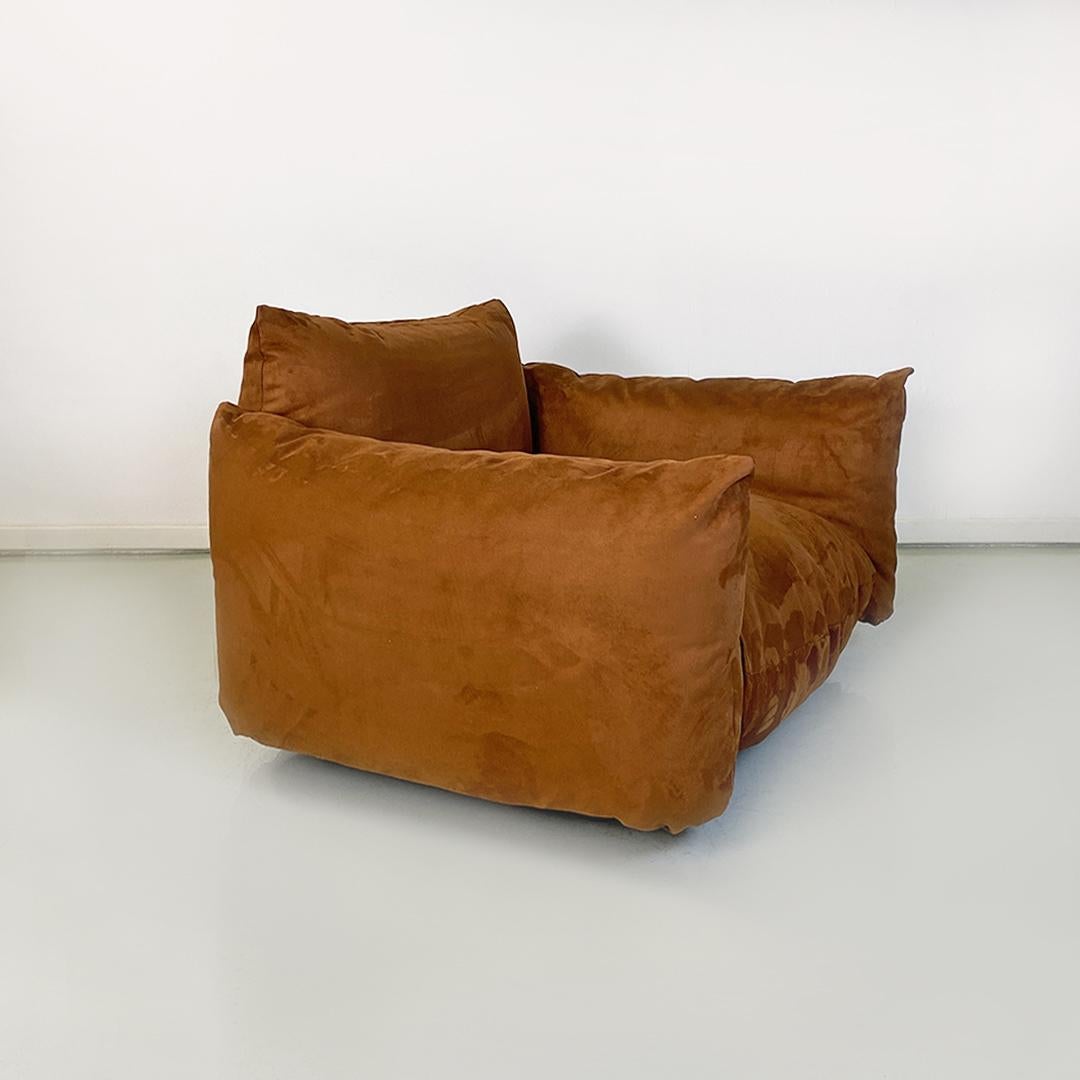 Fine XX secolo Poltrona moderna italiana in pelle scamosciata marrone Marenco di Mario Marenco per Arflex, anni '70 in vendita