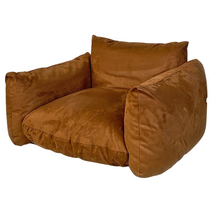 Italian Modern Brown Suede Marenco Armchair by Mario Marenco for Arflex, 1970s