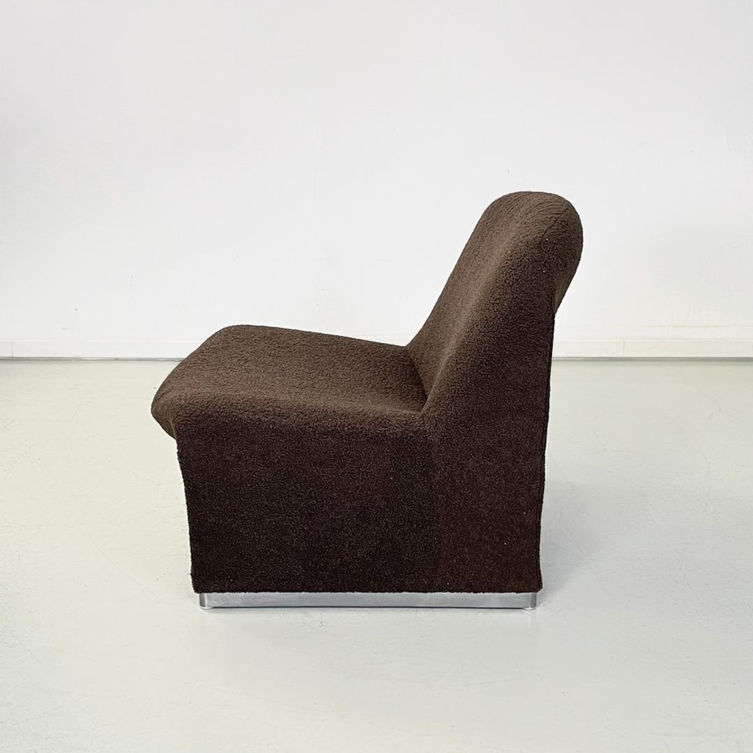 Modern Italian modern brown teddy Alky armchairs by Piretti for Anonima Castelli, 1970s For Sale