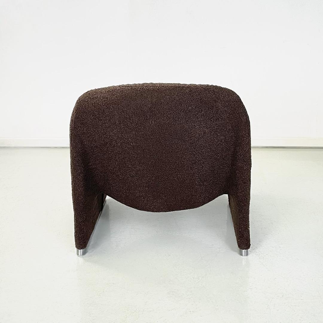 Italian modern brown teddy Alky armchairs by Piretti for Anonima Castelli, 1970s In Good Condition For Sale In MIlano, IT