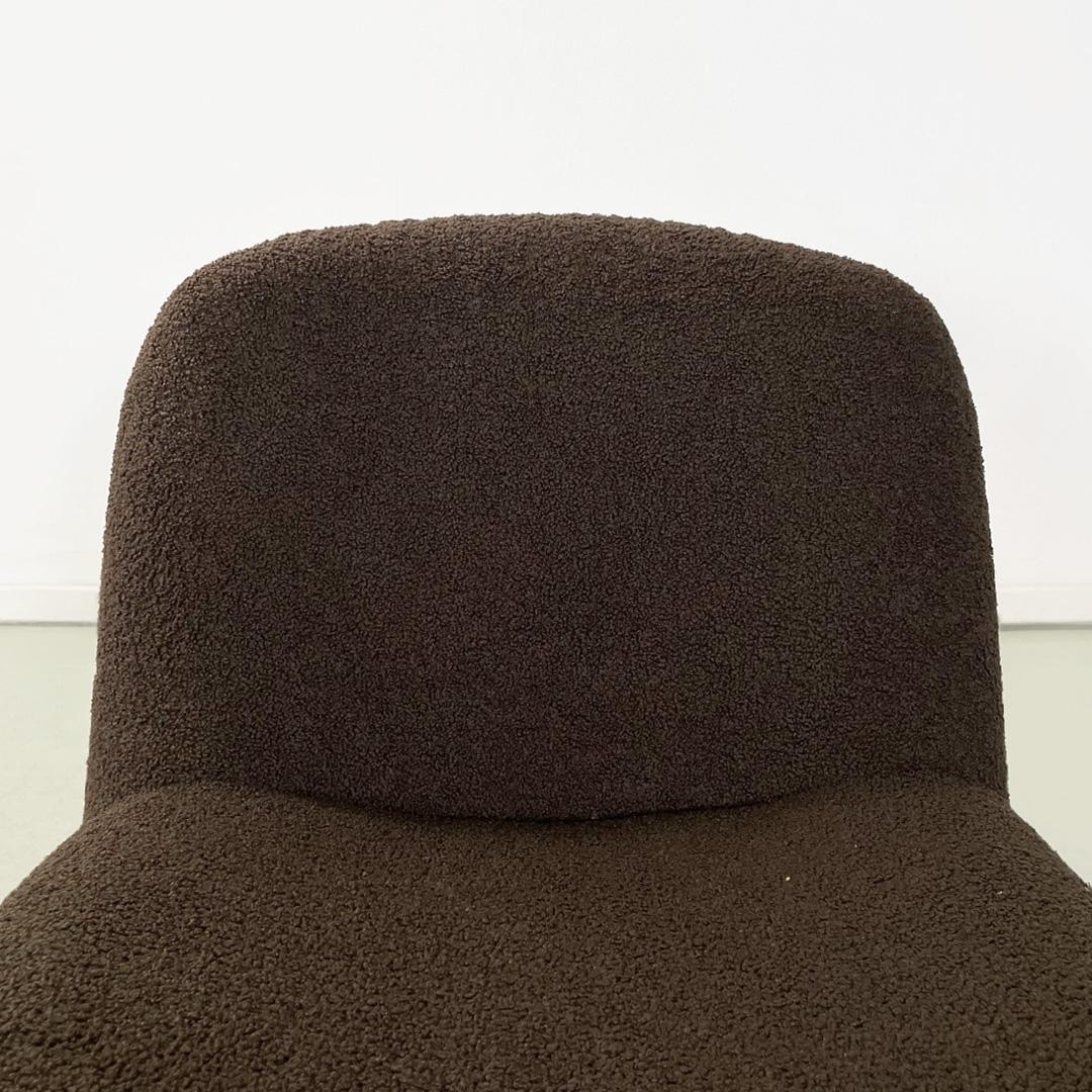 Italian modern brown teddy Alky armchairs by Piretti for Anonima Castelli, 1970s 2