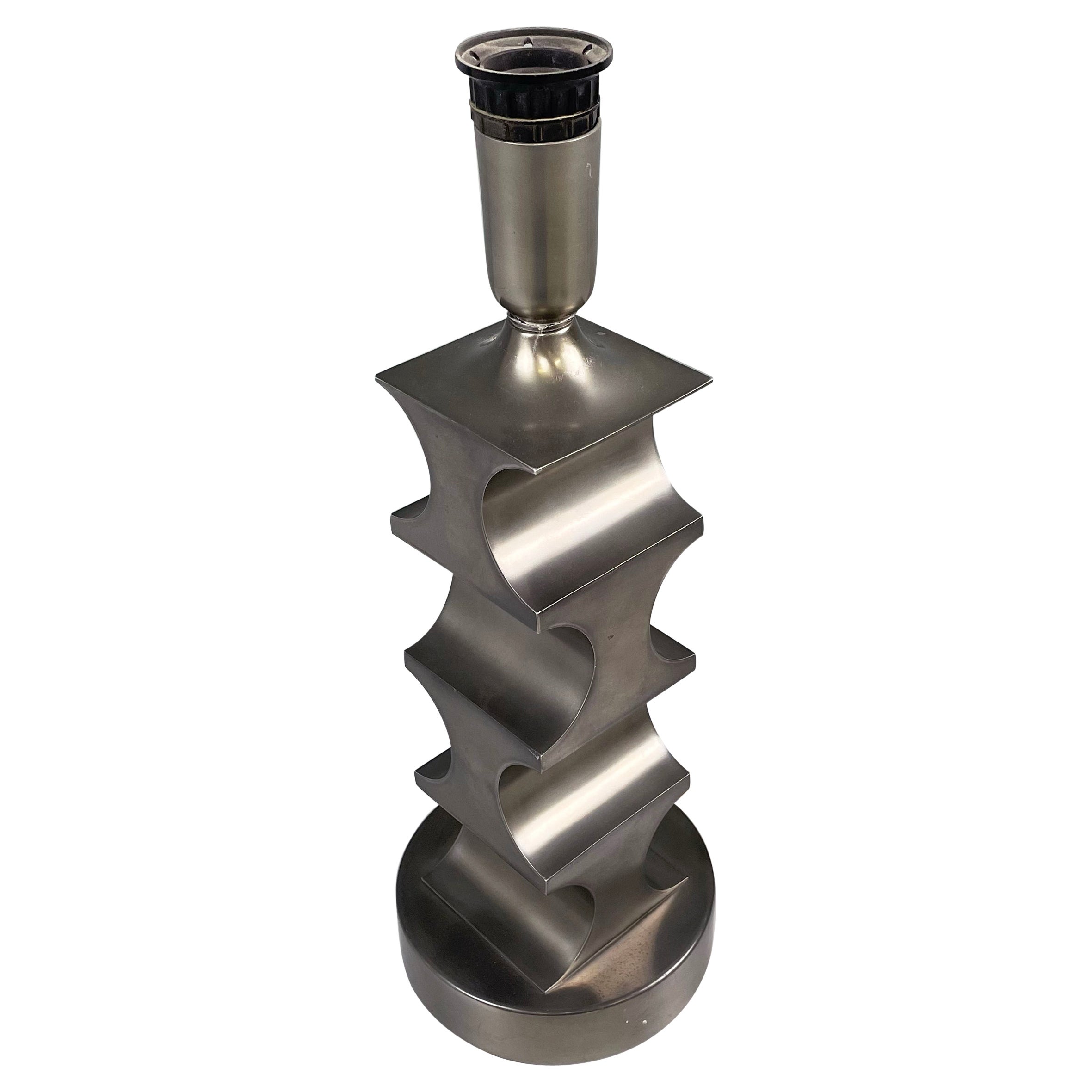 Italian modern brutalist Geometrical table lamp in pewter, 1970s