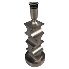 Vintage Italian modern brutalist Geometrical table lamp in pewter, 1970s