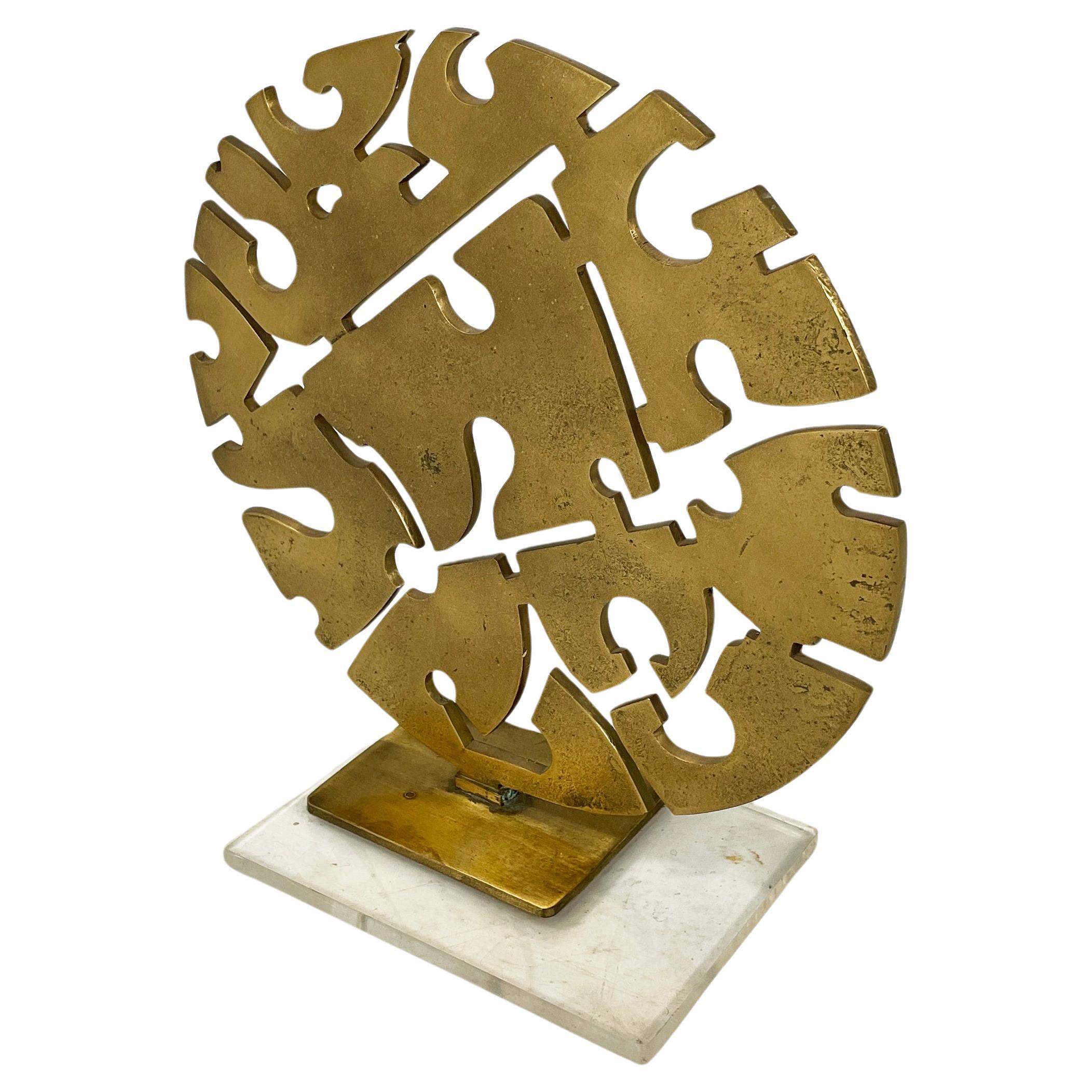 Italienische moderne brutalistische Skulptur aus Messing von Edmondo Cirillo, 1980