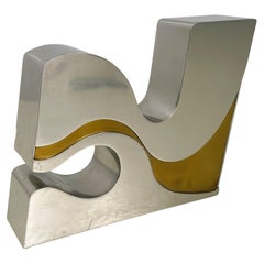 Vintage Italian modern Brutalist style Metal gold metal sculpture Edmondo Cirillo 1972