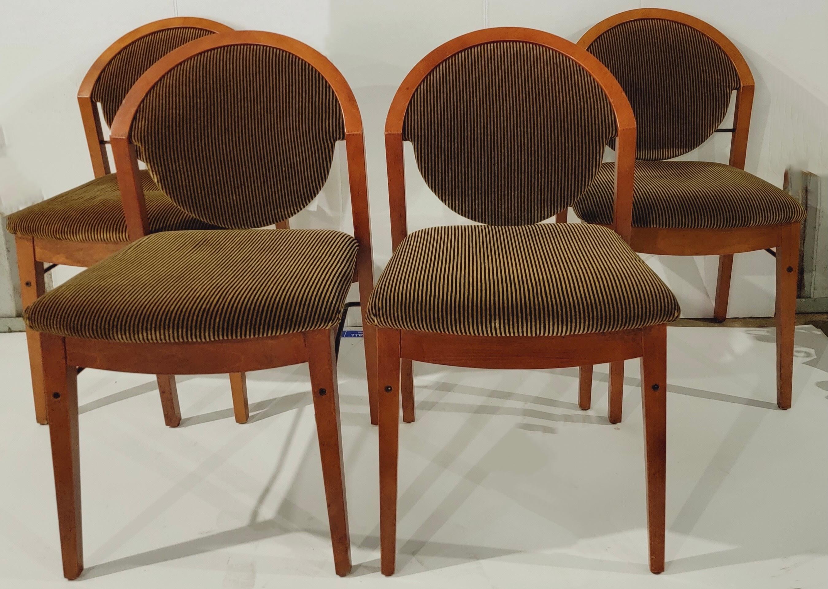 Italian Modern Burl Walnut Side Chairs By Colber International-Set of 4  1