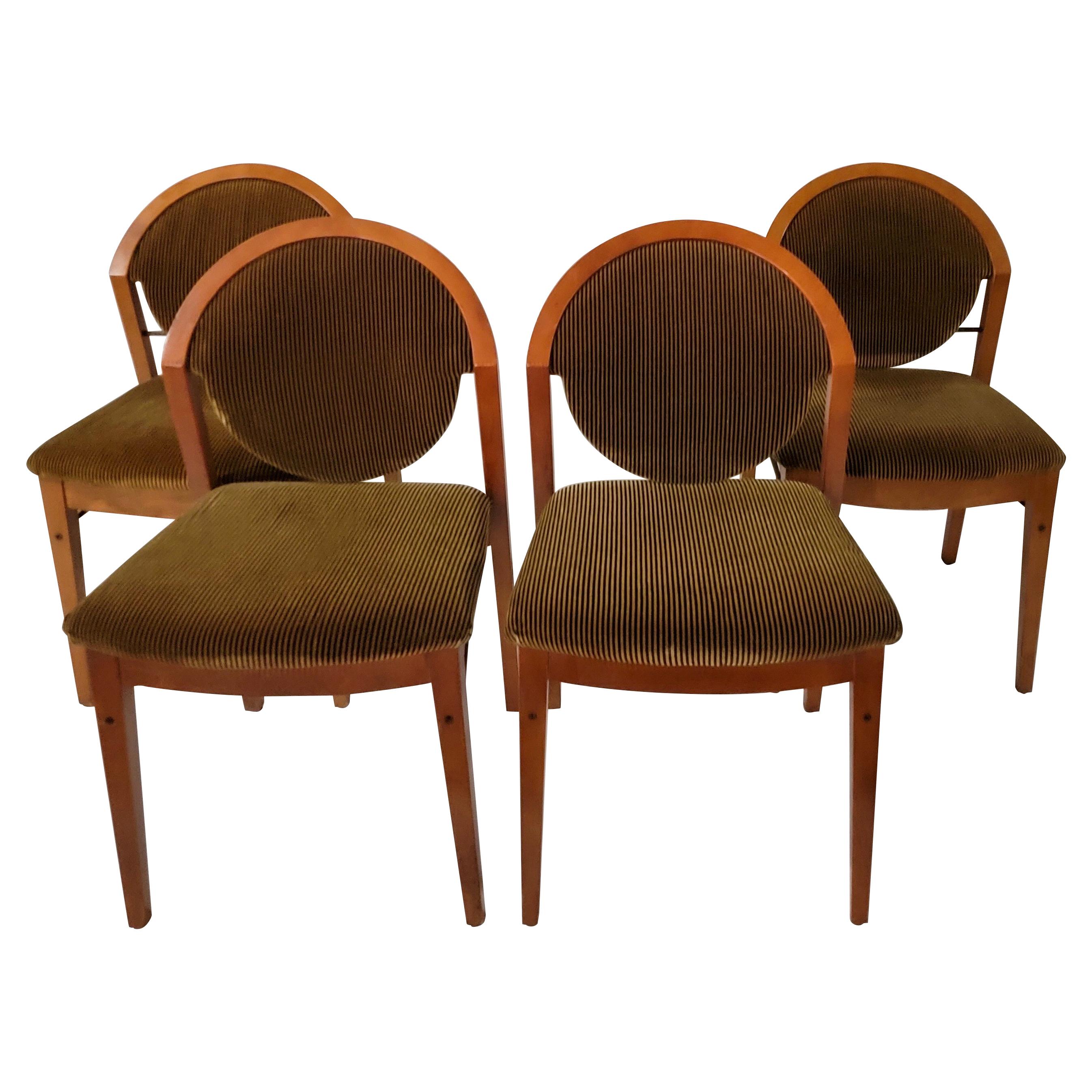 Italian Modern Burl Walnut Side Chairs By Colber International-Set of 4 