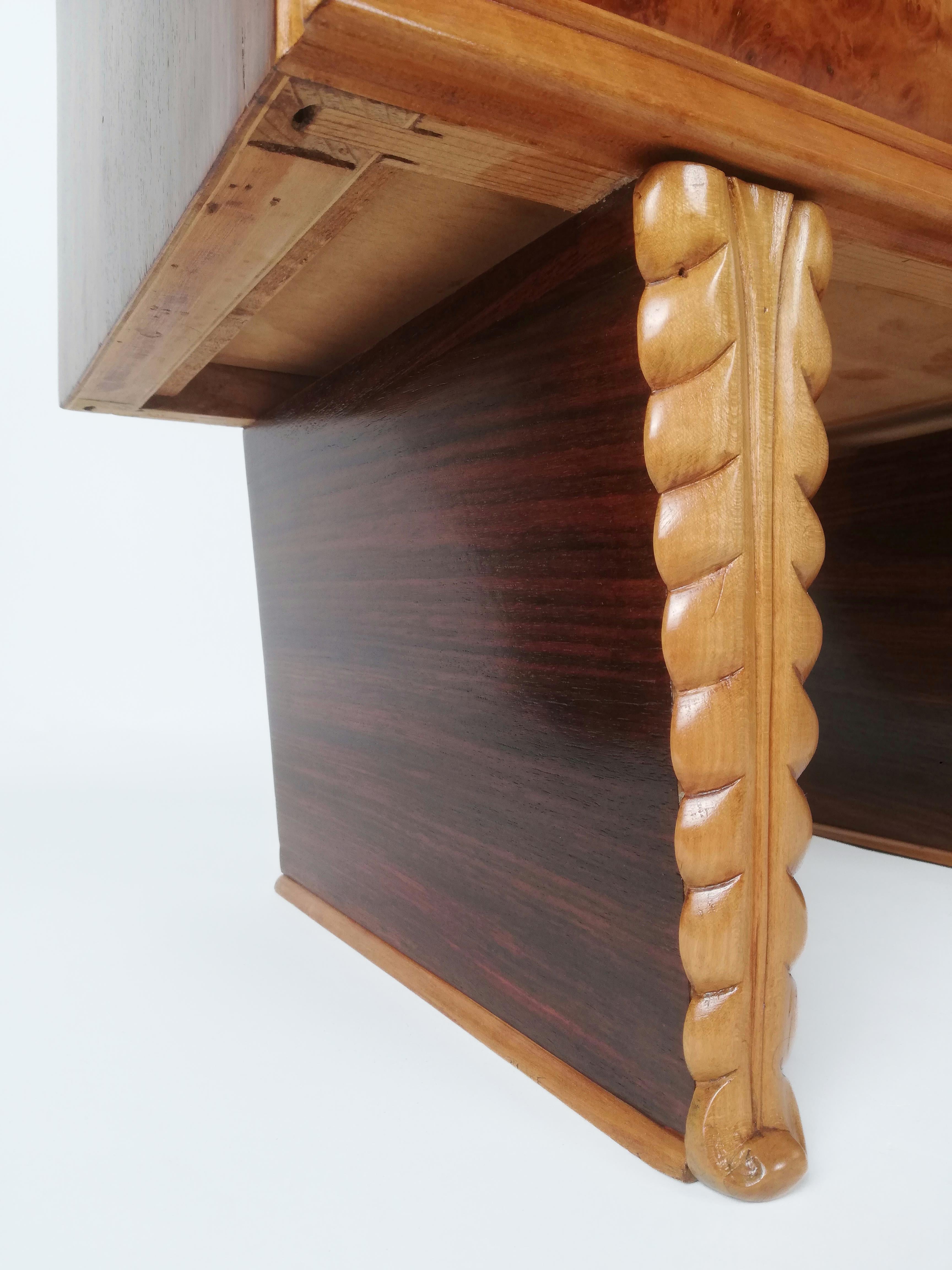 Italian Modern Burled Walnut Bedside Tables in the Style of Paolo Buffa  13