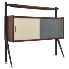 Italian Modern Cabinet with Colored Sliding Doors, Italy, 1970s