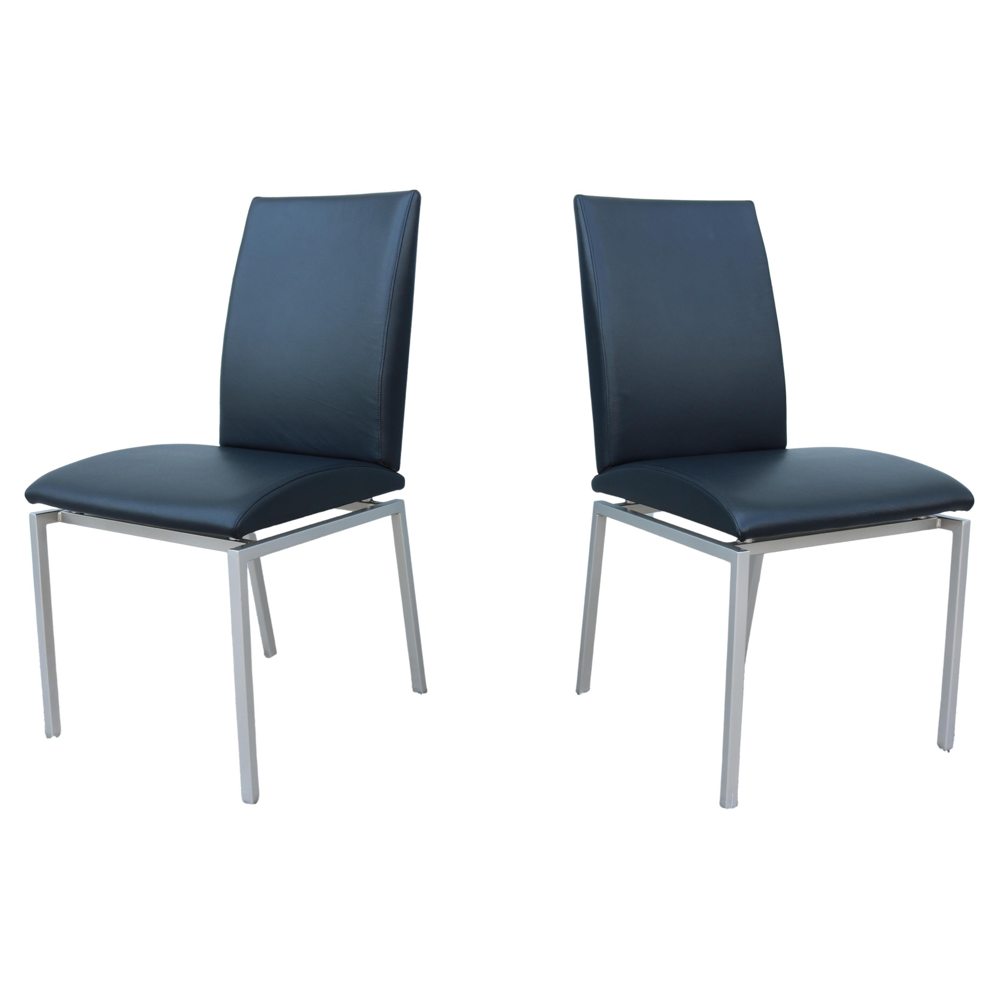 Sillas de Comedor Modernas Italianas Calligaris de Piel Negra Fabricadas en Italia - un Par