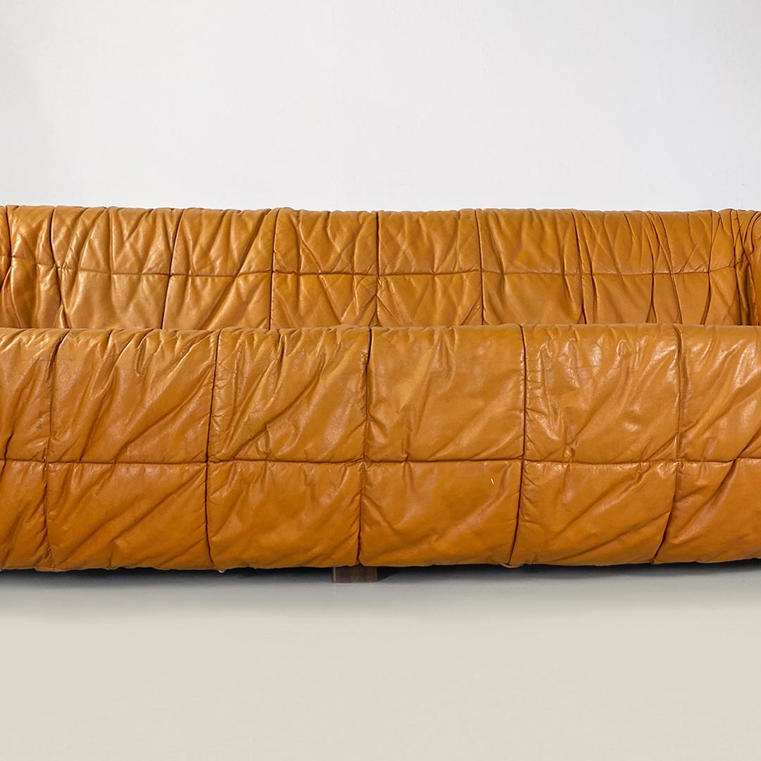 Italian Modern Caramel Leather Piumino Sofa by De Pas, D'urbino & Lomazzi, 1970s For Sale 6
