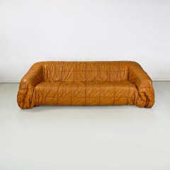 Modernes italienisches Piumino-Sofa aus Karamellleder von De Pas, D'urbino & Lomazzi, 1970er Jahre