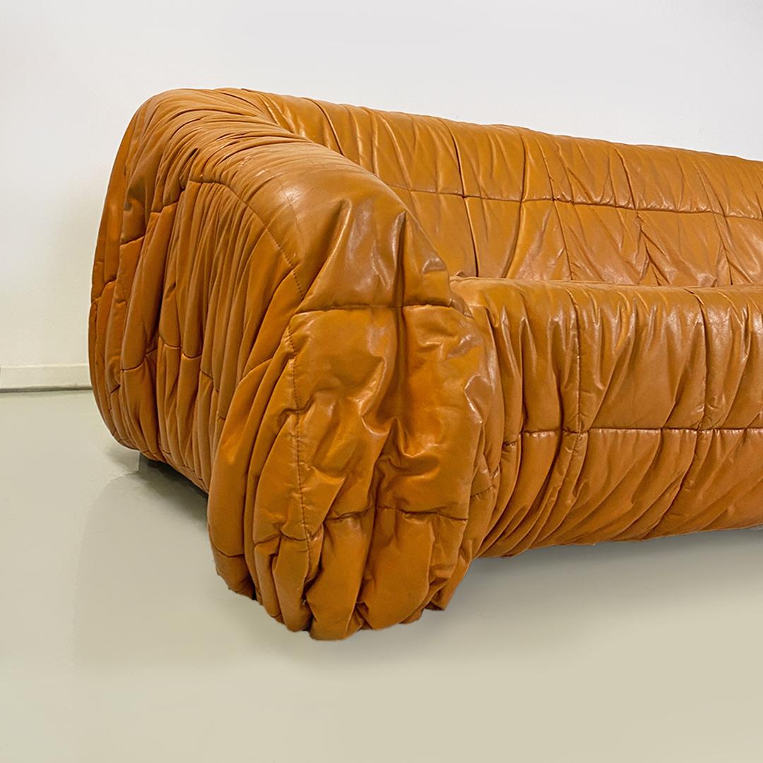 Italian Modern Caramel Leather Piumino Sofa by De Pas, D'urbino & Lomazzi, 1970s For Sale 3