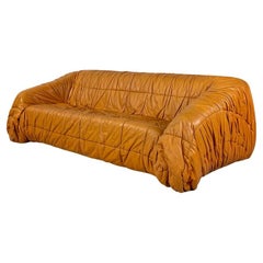 Italian Modern Caramel Leather Piumino Sofa by De Pas, D'urbino & Lomazzi, 1970s