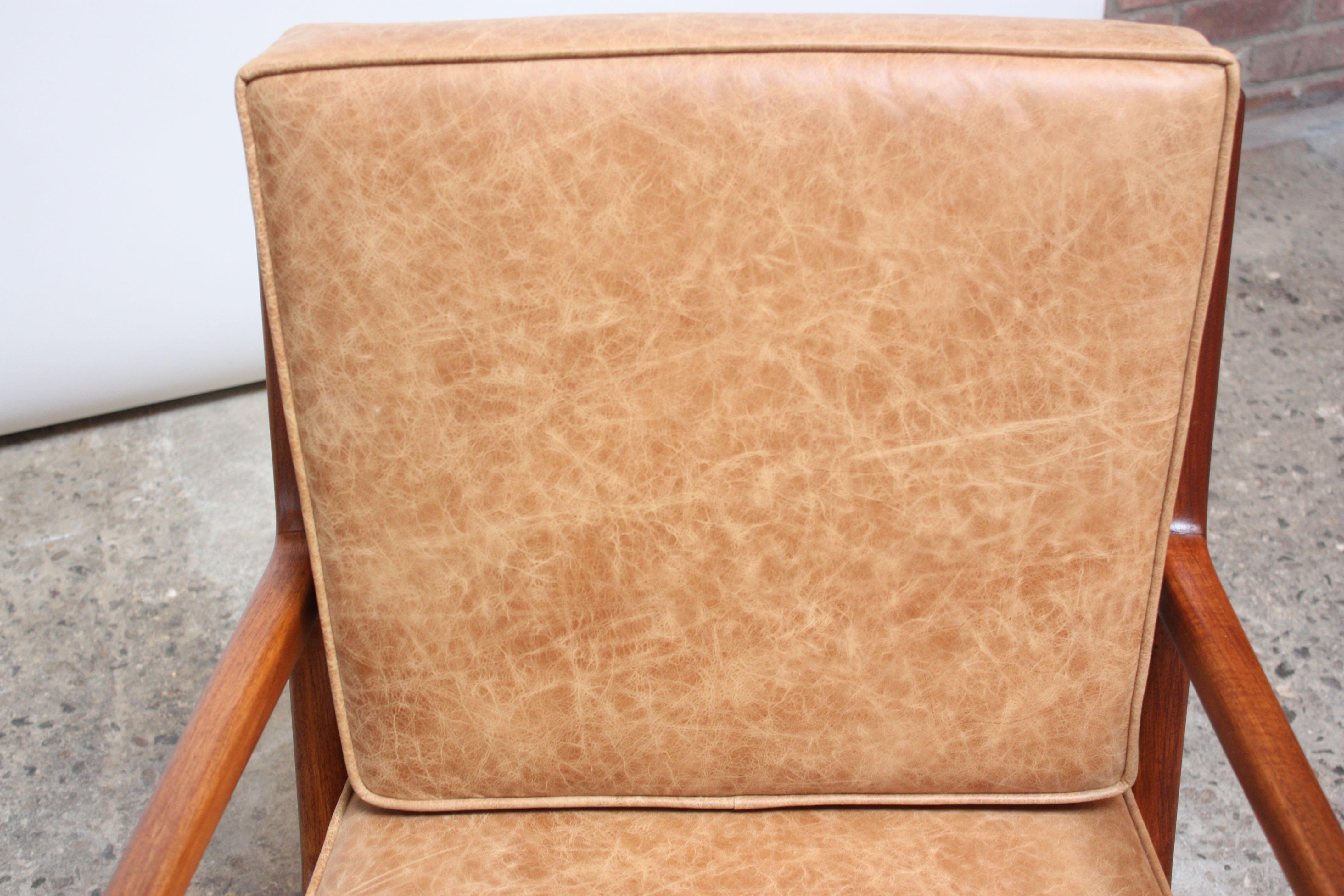 Chaise Longue et Pouf Carlo de Carli en Noyer et Cuir de Style Italien Moderne en vente 5