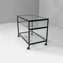 Italian modern cart in steel and glass, 1970s